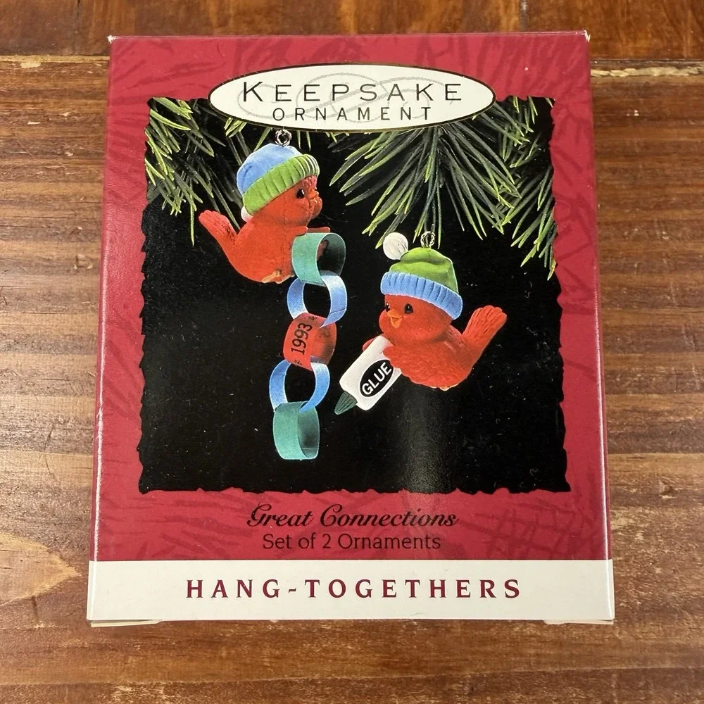 Hallmark Keepsakes 1993 Great Connections Set Of 2 Ornaments W/ Box Cardinals
